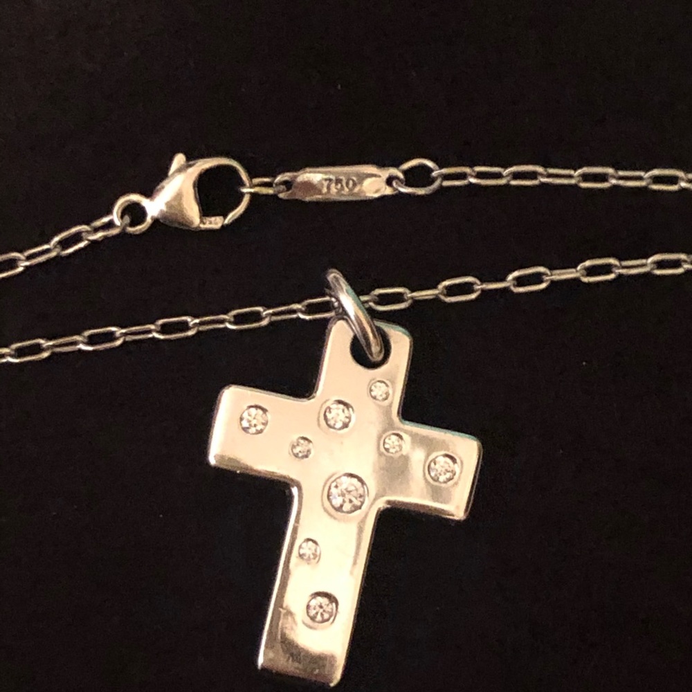 Vtg.Tiffany&co Etolie Diamond Cross Pen.Necklace